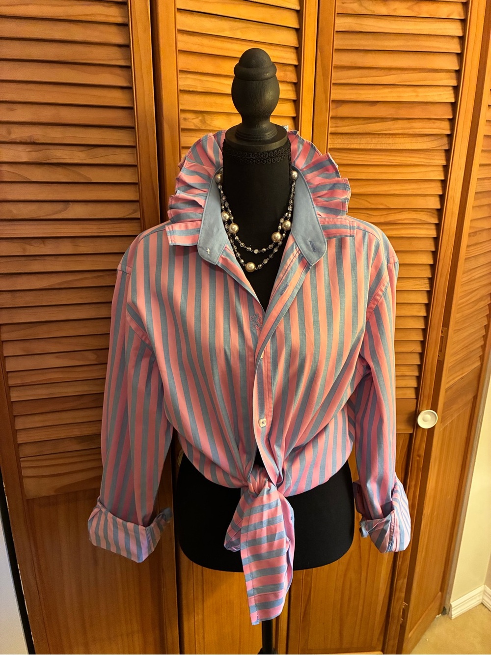Bugatchi Pink and Blue Striped Button-Down Shirt